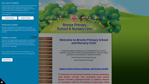 Screenshot of the Bronte Primary School PTA website