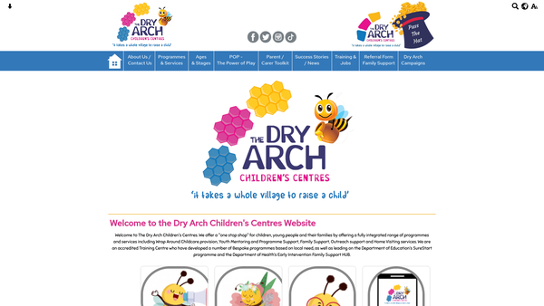 Screenshot of the The Dry Arch Children's Centres Ltd website