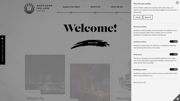 Screenshot of the NI Opera website