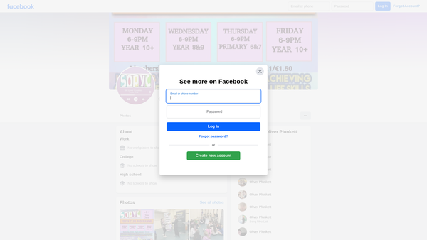 Screenshot of the St Oliver Plunkett Youth Club website