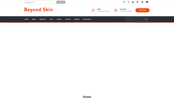 Screenshot of the Beyond Skin website