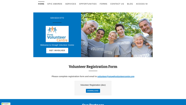 Screenshot of the Omagh Volunteer Centre website