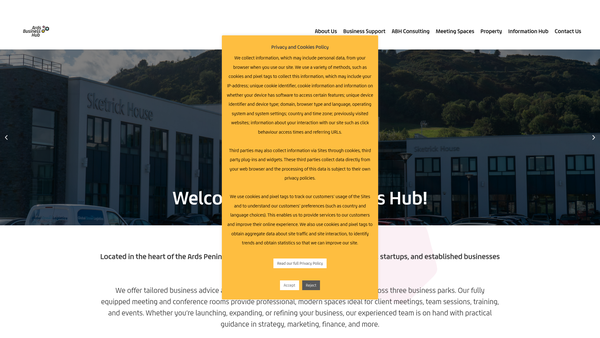 Screenshot of the Ards Business Centre Ltd website