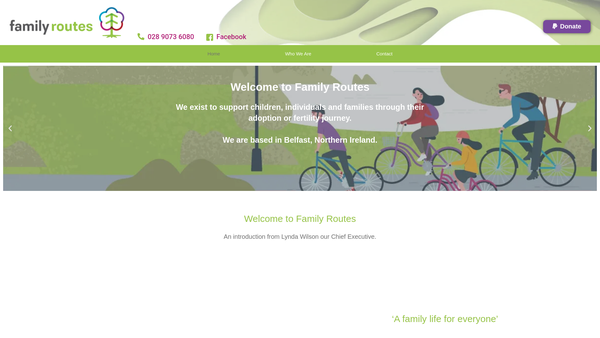 Screenshot of the Family Routes website