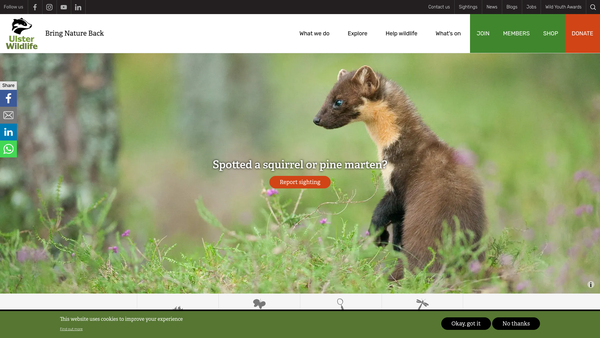 Screenshot of the Ulster Wildlife Trust website