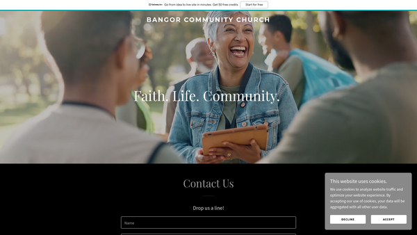 Screenshot of the Bangor Community Church website