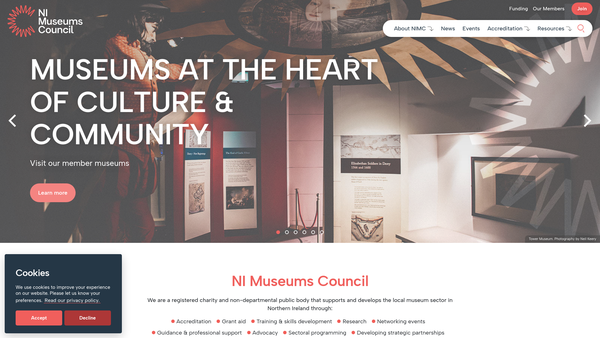 Screenshot of the Northern Ireland Museums Council website