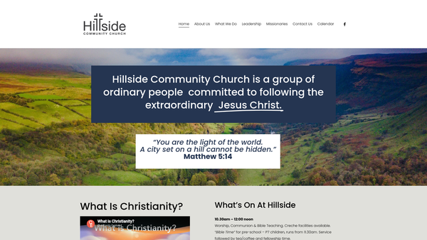 Screenshot of the Hillside Community Church website