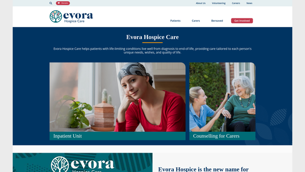 Screenshot of the Southern Area Hospice Services Ltd website