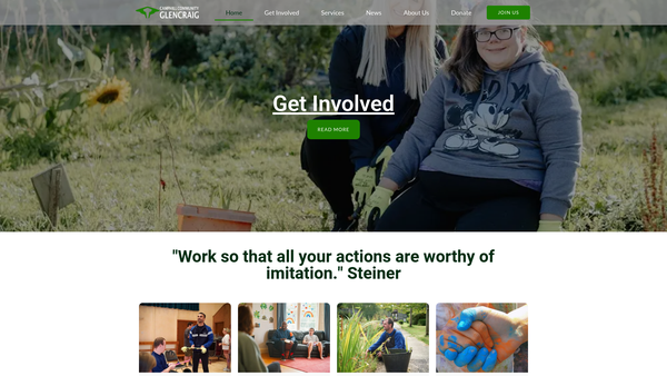 Screenshot of the Camphill Community Glencraig website