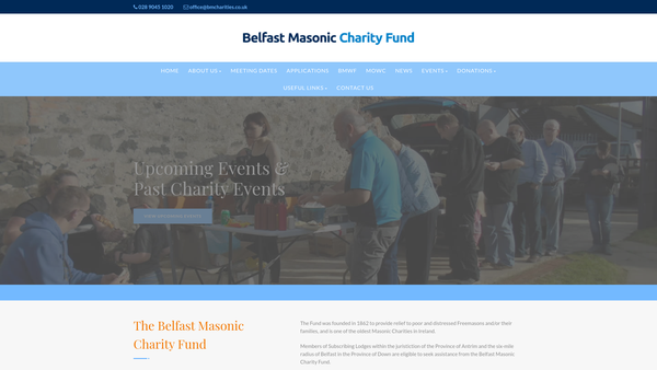 Screenshot of the Belfast Masonic Charity Fund website