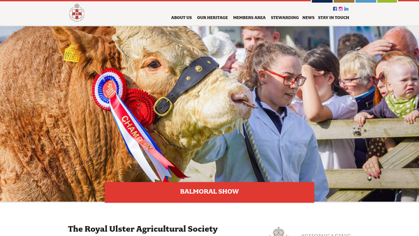 Screenshot of the Royal Ulster Agricultural Society website