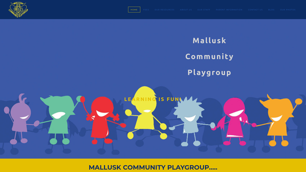 Screenshot of the Mallusk Community Playgroup website