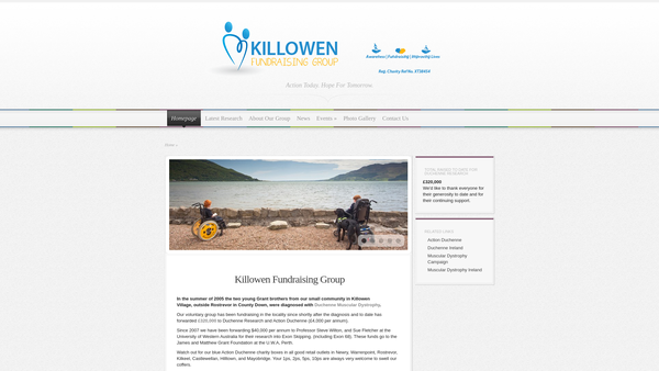 Screenshot of the Killowen Fundraising Group website