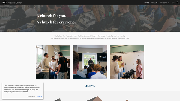 Screenshot of the BELFAST/Belfast: United Parish of St Nicholas & All Saints/Connor/Church of Ireland website