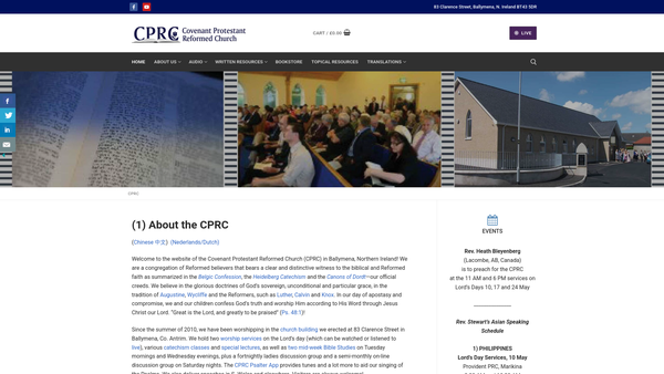 Screenshot of the Covenant Protestant Reformed Church website