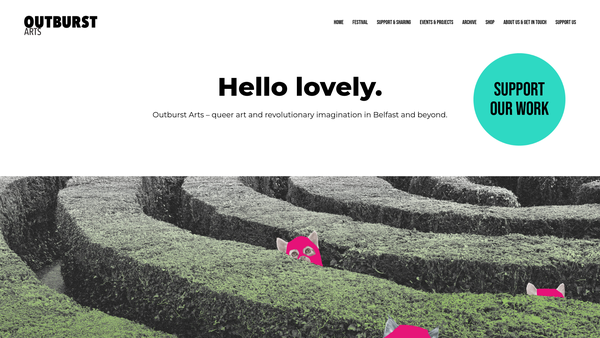 Screenshot of the Outburst Arts Festival website