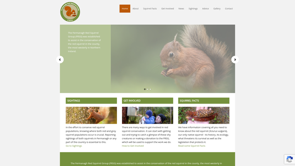 Screenshot of the Fermanagh Red Squirrel Group website
