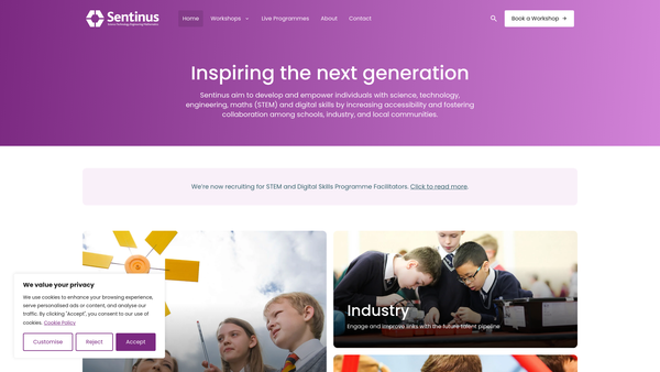 Screenshot of the Sentinus website