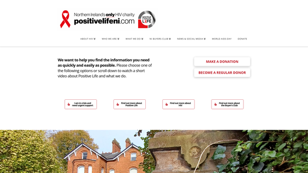 Screenshot of the Positive Life website
