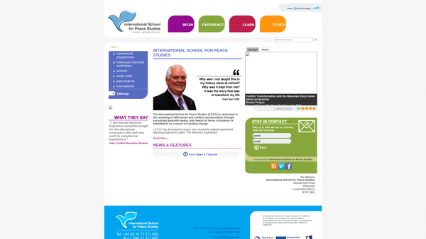 Screenshot of the International School for Peace Studies Limited website