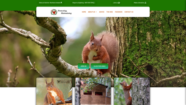 Screenshot of the Glens Red Squirrel Group website