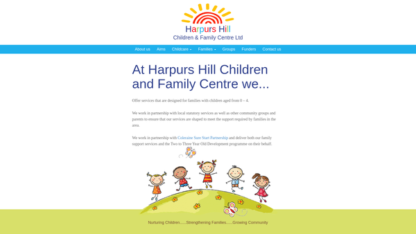 Screenshot of the Harpurs Hill Children and Family Centre Ltd website