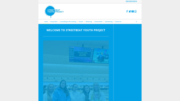 Screenshot of the Streetbeat Youth Project website