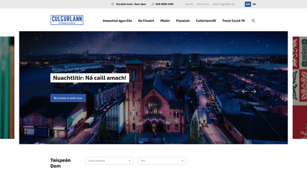 Screenshot of the Cultúrlann McAdam Ó Fiaich website
