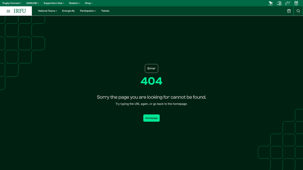 Screenshot of the IRFU Charitable Trust (Northern Ireland) website