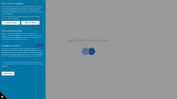 Screenshot of the Springfield Primary School Playgroup website