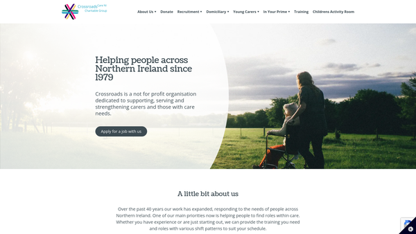 Screenshot of the Crossroads Care NI website