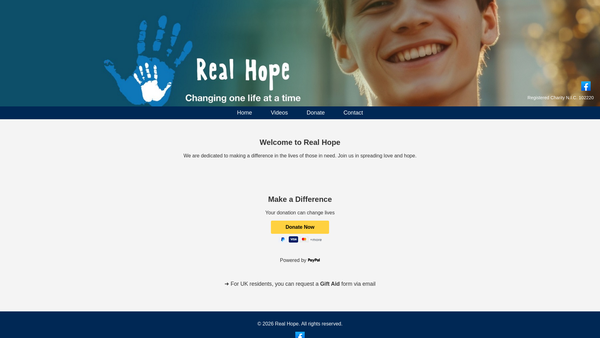 Screenshot of the Real Hope Limited website