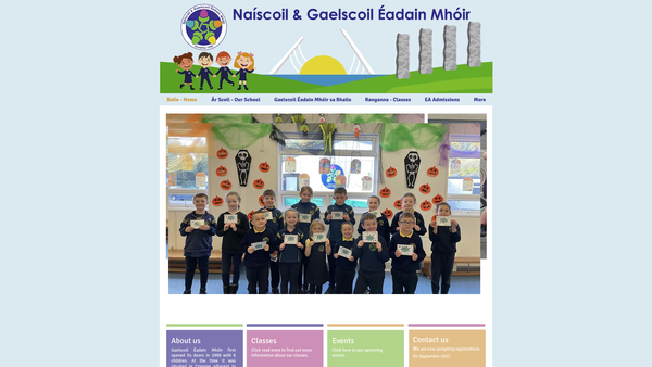 Screenshot of the Cairde na Gaelscoile website