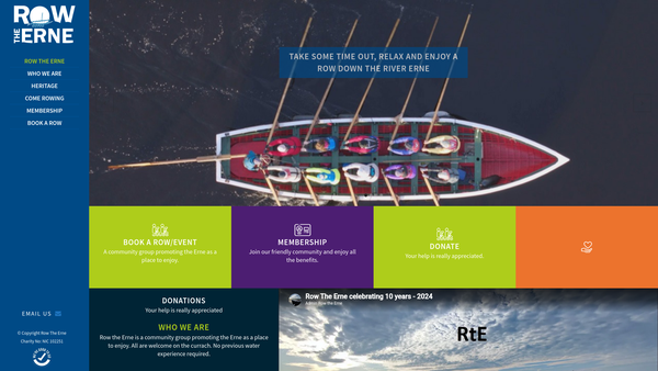 Screenshot of the Row The Erne website