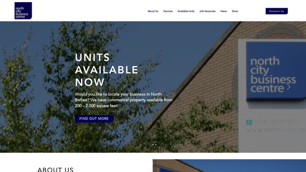 Screenshot of the North City Business Centre website