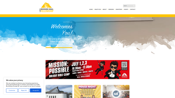 Screenshot of the The Larne Mission Hall website
