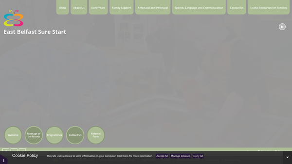 Screenshot of the East Belfast Sure Start website