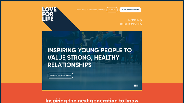 Screenshot of the Love for Life website