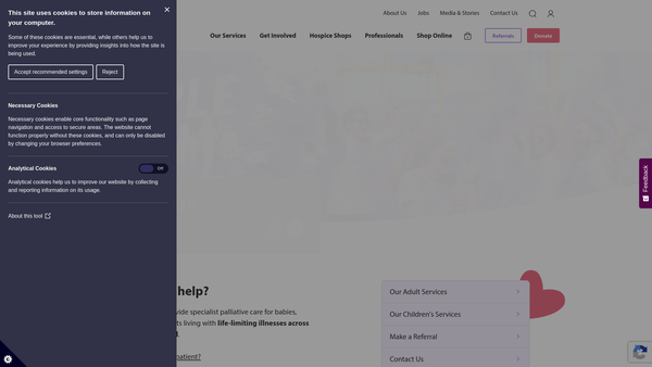 Screenshot of the Northern Ireland Hospice website