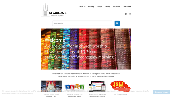 Screenshot of the BELFAST/Belfast:Stormont/St. Molua/Down & Dromore/Church of Ireland website