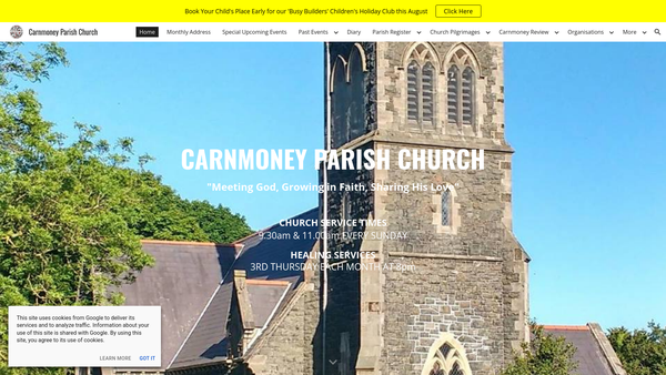 Screenshot of the NEWTOWNABBEY/Carnmoney/Holy Evangelists/Connor/Church of Ireland website