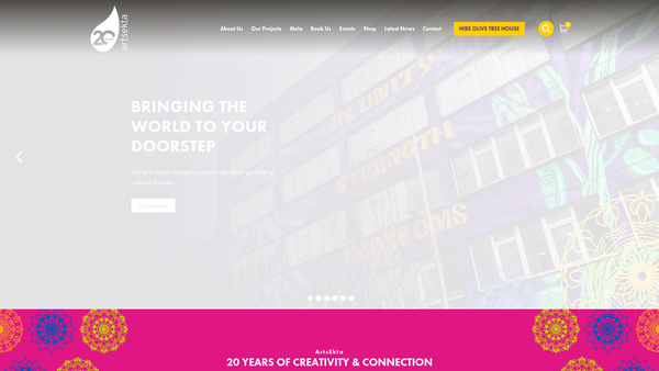 Screenshot of the ArtsEkta website