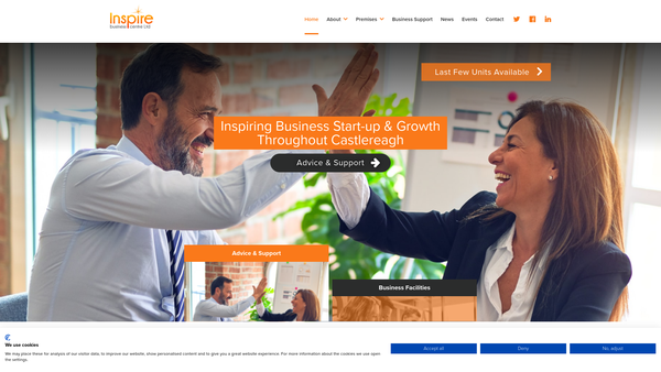 Screenshot of the Inspire Business Centre Ltd website
