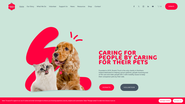 Screenshot of the Rosie's Trust website