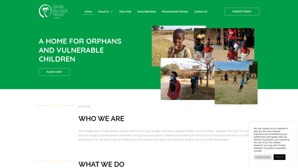 Screenshot of the Oasis Village Trust website
