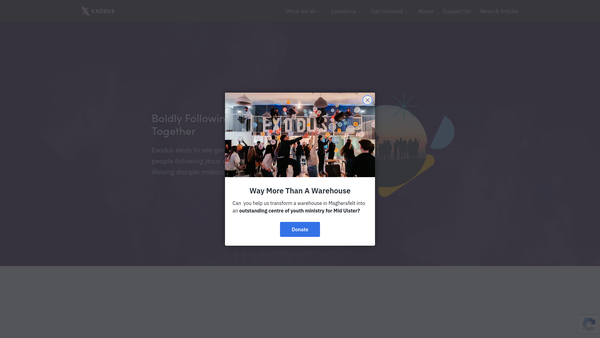 Screenshot of the Exodus Trust website