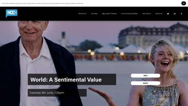 Screenshot of the Newcastle Community Cinema website