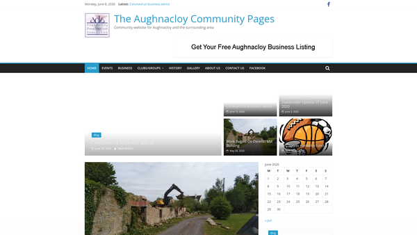 Screenshot of the Aughnacloy Development Association Ltd website