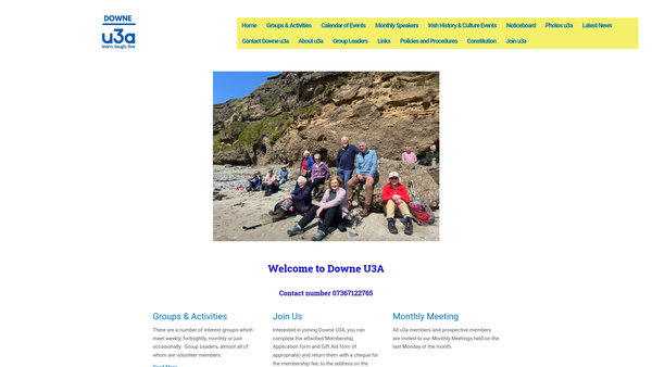 Screenshot of the Downe University of the Third Age website